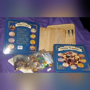 Complete "Solid Wood Boards Family 7 + Mancala Game Center," 8 Classic Board Gam